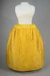 Quilted petticoat, yellow silk, 18th century, front view by Irma G. Bowen Historic Clothing Collection