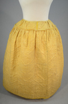 Quilted petticoat, yellow silk, 18th century, detail of wool lining