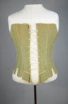 Stays, green wool and natural linen with whalebone, c. 1780, back view