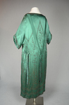 Dress, emerald green silk crepe with steel beads in Art Nouveau patterns, 1920s, quarter view by Irma G. Bowen Historic Clothing Collection