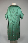 Dress, emerald green silk crepe with steel beads in Art Nouveau patterns, 1920s, back view by Irma G. Bowen Historic Clothing Collection