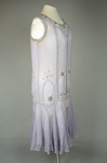 Dress, sheer lavender silk chiffon with silver and white beads and rhinestones, c. 1926, quarter view by Irma G. Bowen Historic Clothing Collection