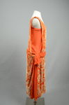 Dress, sheer orange silk chiffon with voided cream velvet pile, 1920s, side view by Irma G. Bowen Historic Clothing Collection