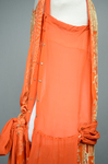 Dress, sheer orange silk chiffon with voided cream velvet pile, 1920s, detail of side opening by Irma G. Bowen Historic Clothing Collection