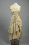 Dress, cream taffeta with a diagonal double-flounced skirt, 1928-1930, front view by Irma G. Bowen Historic Clothing Collection