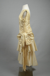 Dress, cream taffeta with a diagonal double-flounced skirt, 1928-1930, side view by Irma G. Bowen Historic Clothing Collection