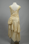 Dress, cream taffeta with a diagonal double-flounced skirt, 1928-1930, back view by Irma G. Bowen Historic Clothing Collection
