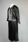 Suit, black silk satin with matching jacket, embroidered and beaded,1920s, quarter view by Irma G. Bowen Historic Clothing Collection