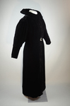 Opera coat, black silk velvet with dolman sleeves, 1930s, front quarter view by Irma G. Bowen Historic Clothing Collection