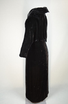 Opera coat, black silk velvet with dolman sleeves, 1930s, back quarter view by Irma G. Bowen Historic Clothing Collection