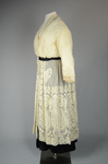 Dress, embroidered voile over a black silk satin skirt, 1910s, quarter view by Irma G. Bowen Historic Clothing Collection
