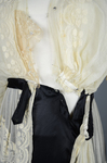 Dress, embroidered voile over a black silk satin skirt, 1910s, detail of overlapping openings by Irma G. Bowen Historic Clothing Collection