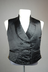 Man’s vest, black silk satin, 1865-1867, front view by Irma G. Bowen Historic Clothing Collection