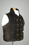 Man’s vest, dark brown silk velvet with a gold stripe, 1830-1839, quarter view by Irma G. Bowen Historic Clothing Collection