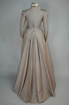 Dress, mauve and cream striped wool with gray velvet, c. 1898, back view by Irma G. Bowen Historic Clothing Collection