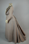 Dress, mauve and cream striped wool with gray velvet, c. 1898, side view by Irma G. Bowen Historic Clothing Collection