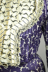 Dress, silk printed with purple, with black and white trim, c. 1904, detail of bodice trim by Irma G. Bowen Historic Clothing Collection