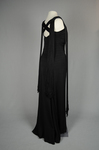Evening gown, sleeveless, pin-tucked black crepe with long black cord tassels, 1930s, side view by Irma G. Bowen Historic Clothing Collection