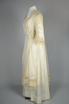 Dress, white silk with embroidery and fringe, 1910s, side view by Irma G. Bowen Historic Clothing Collection