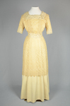 Dress, cream silk faille with ecru embroidered net, c.1910, front view by Irma G. Bowen Historic Clothing Collection