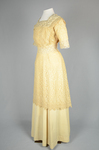 Dress, cream silk faille with ecru embroidered net, c.1910, side view by Irma G. Bowen Historic Clothing Collection