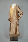 Dress, dark gold charmeuse with reverse of fabric as contrasting trim, 1920s, front view by Irma G. Bowen Historic Clothing Collection