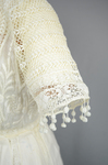 Dress, machine embroidered white muslin with a lace yoke and sleeves, c. 1905-1910, detail of sleeve by Irma G. Bowen Historic Clothing Collection