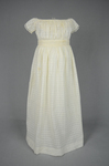 Infant’s dress, white on white checked batiste with an embroidered ribbon waist, c. 1897, front view by Irma G. Bowen Historic Clothing Collection