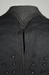 Jacket, black wool with large scalloped revers, pouched front, and topstitched silk trim, c. 1902, detail of back of collar by Irma G. Bowen Historic Clothing Collection