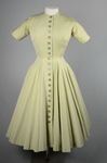 Shirtdress, Anne Fogarty pale green faille, 1954, front view by Irma G. Bowen Historic Clothing Collection