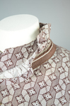 Housedress, cotton printed with a brown geometric pattern, separate underskirt, c. 1875, detail of collar by Irma G. Bowen Historic Clothing Collection