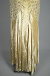 Evening dress, cream panne velvet with rhinestones and embroidery, 1929, back detail of floating skirt panels by Irma G. Bowen Historic Clothing Collection