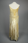 Evening dress, cream panne velvet with rhinestones and embroidery, 1929, back view by Irma G. Bowen Historic Clothing Collection