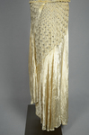 Evening dress, cream panne velvet with rhinestones and embroidery, 1929, side detail of floating skirt panels by Irma G. Bowen Historic Clothing Collection