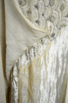 Evening dress, cream panne velvet with rhinestones and embroidery, 1929, side floating panel join, detail of interior by Irma G. Bowen Historic Clothing Collection