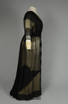Dress, House of Worth, black silk chiffon and cream silk satin with cream lace, 1910-1915, side view by Irma G. Bowen Historic Clothing Collection