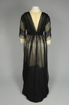 Dress, House of Worth, black silk chiffon and cream silk satin with cream lace, 1910-1915, back view by Irma G. Bowen Historic Clothing Collection