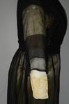 Dress, House of Worth, black silk chiffon and cream silk satin with cream lace, 1910-1915, detail of sleeve