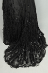 Evening gown, House of Rouff, black silk taffeta and satin with layered black net overlays embroidered with elongated black spangles and round sequins, c. 1905, detail of skirt