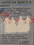 American Dance & Music of the 18th century poster, 1976 by Country Dance & Song Society