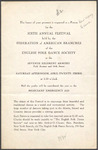 Sixth annual festival flyer held by the federation of the American branches of the English Folk Dance Society by English Folk Dance Society