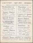 Country Dance and Song Society flyer, spring of 1950 by Country Dance and Song Society
