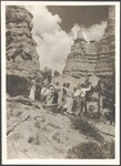 Dancers perform "Oranges and Lemons" beneath the rock formation "Queen Victoria" in Bryce Canyon, Utah, 1934