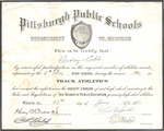 Varsity Certificate for Track Athletics given by the Pittsburgh Public Schools Department of Hygiene to Ivorey Cobb; June 22, 1931 by Pittsburgh Public Schools Department of Hygiene