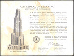 Donation Acknowledgement from the University of Pittsburgh's Cathedral of Learning; May 4, 1925