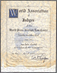 Member Election Certificate issued to Ivorey Cobb from The World Association of Judges of the World Peace through Law Center; November 28, 1975