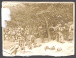 Black United States Army combat soldiers standing beside road by Cobb, Ivorey, 1911-1992