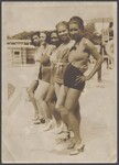 Five women posing together at outdoor pool, ca. 1940 by Cobb, Ivorey, 1911-1992