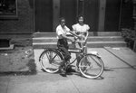 Elsie Margaret Stanton Cobb and boy with bike by Unknown