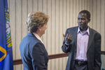 South Sudanese Marathoner Meets NH Senator, 2012 by Becky Field